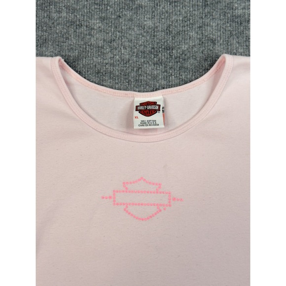 Harley-Davidson Womens Pink Tee XL Logo Fort Worth Made USA RK Stratman - Picture 5 of 16